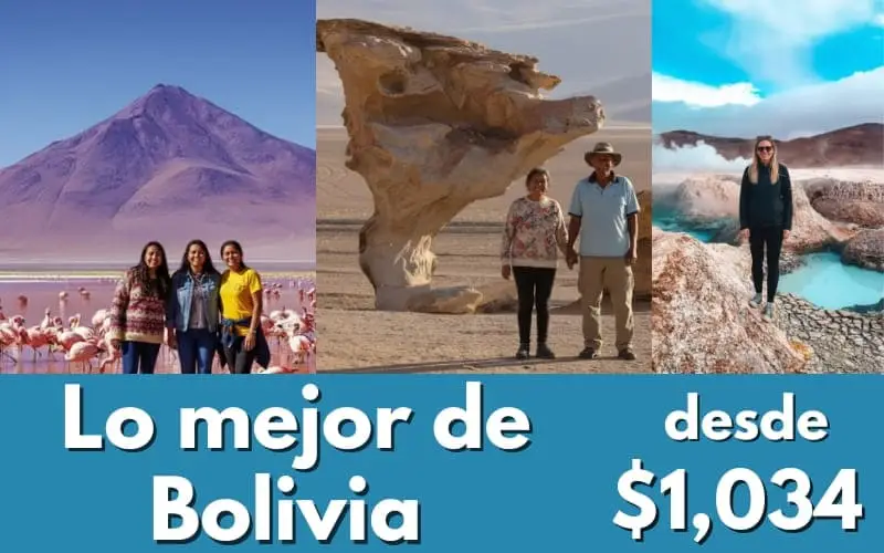 arbol de piedra,Geiseres Sol de Mañana y laguna colorada
