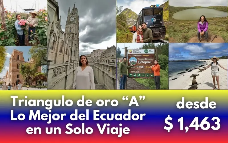 Isla San Cristóbal, Galapaguera de San Cristóbal y Laguna El Junco Tren Nariz del Diablo Avenida de los Volcanesy la Laguna de Limpiopungo. Basílica del Voto, Monumento a la Línea Ecuador, Mercado indígena de Otavalo y Parque Nacional Cotopaxi